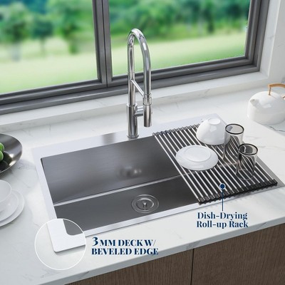 Brushed Stainless Steel Undermount Single Bowl Kitchen Sink