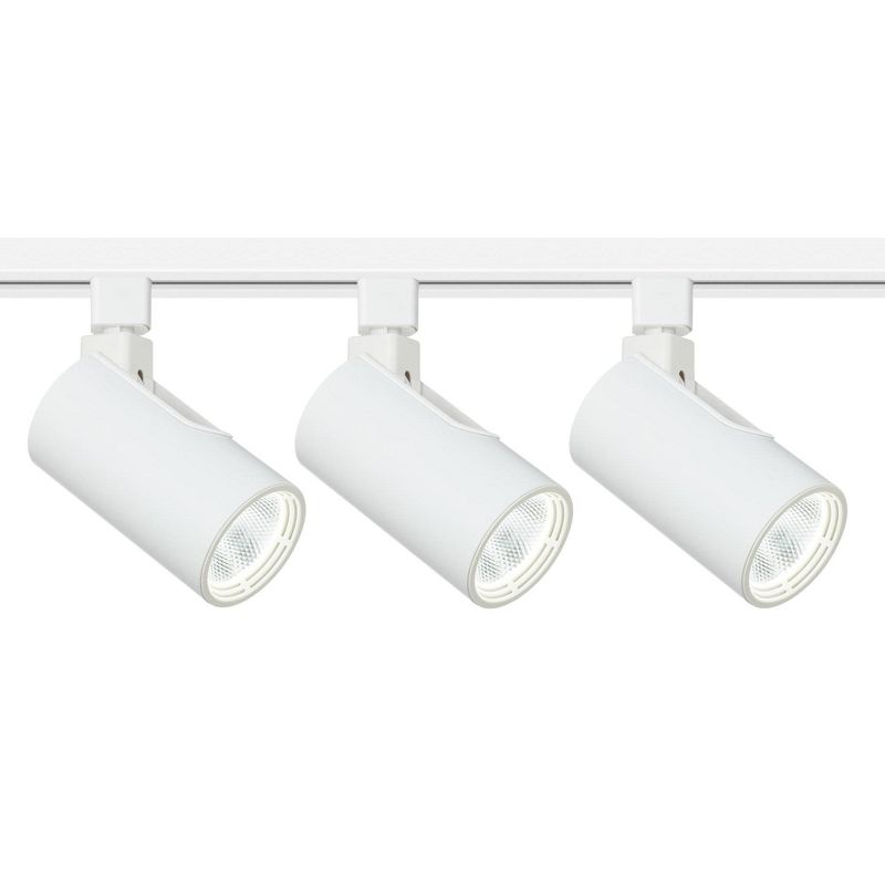 Pro Track 3-Head 30W LED Ceiling Track Light Fixture Kit Floating Canopy Spot Light Dimmable White Metal Modern Cylinder Kitchen Bathroom 48" Wide, 1 of 4