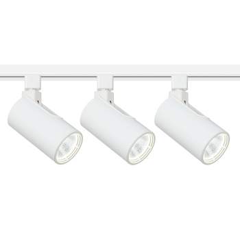Pro Track 3-Head 30W LED Ceiling Track Light Fixture Kit Floating Canopy Spot Light Dimmable White Metal Modern Cylinder Kitchen Bathroom 48" Wide