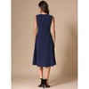 INSPIRE CHIC Women's Notch V Neck Elegant Work Office A-Line Dress with Pockets - 3 of 4