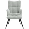vidaXL Relaxing Chair with a Stool Light Gray Velvet - 3 of 4