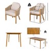 7 Piece Outdoor Acacia Wood Dining Sets,1PC Dining Table and 6PCS Rope Woven Dining Chairs,6 Seater Wooden Garden Dining Sets-Coolbibila - 2 of 4