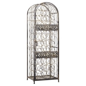 HOMCOM 45 Bottle Wrought Iron Wine Rack Jail with Lock - Antique Bronze - 1 of 4