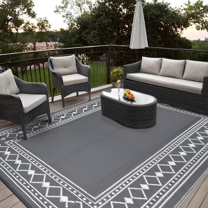 Outdoor Modern Woven Plastic Straw Carpet Reversible Erasable Lightweight Portable Large Area Rugs for Camping Garden Backyard RV Patio Auto - 1 of 4