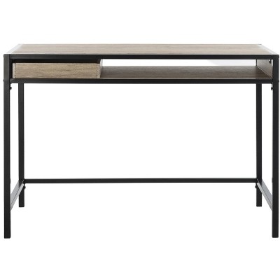 Alan Rustic Brown and Black Wood Corner Desk with Drawer