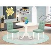 Round Dining Table Set with 2 Chairs - Linen White Kitchen Table & Chair Set - 2 of 4