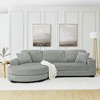 110.63" Corduroy L-Shaped Modular Sectional Sofa with Arc-Shaped Footstool and Removable Cushions - 3 of 4