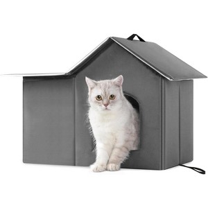 Feral Cat House Insulated with Mat and Clip, Weatherproof and Insulated, Cat Beds for Cats Kittens Puppies - 1 of 4