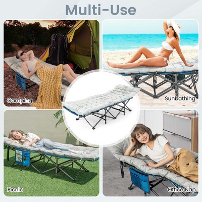 Gray Crystal Velvet Rectangular Camping Cot Pad with Foam Filling