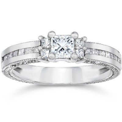 Pompeii3 1 1/20ct Princess Cut Diamond Engagement Ring 14K White Gold