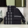 Zero Twist Cotton Ribbed Modern Geometric Border Assorted 8 Piece Bathroom Towel Set by Blue Nile Mills - 2 of 4