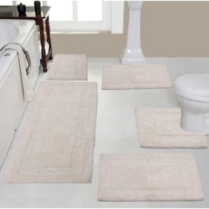 Set of 5 Classy Bathmat Collection Ivory Cotton Tufted Bath Rug - Home Weavers - 1 of 4