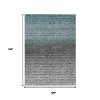 Teal Blue And Gray Abstract Washable Indoor Outdoor Area Rug - 3 of 4