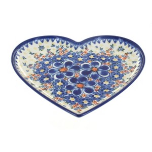 Blue Rose Polish Pottery 393 Vena Large Heart Plate - 1 of 1