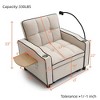 NicBex 3-in-1 Convertible Sleeper Chair Sofa Bed with Cup Holders, Phone Pocket & Side Table, Adjustable Pull Out Bed for Small Spaces, Beige - 4 of 4