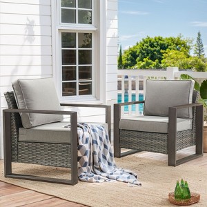 Gymojoy 2 Pieces Outdoor Patio Chair Dining Chair with Cushion High Back Chair - 1 of 4