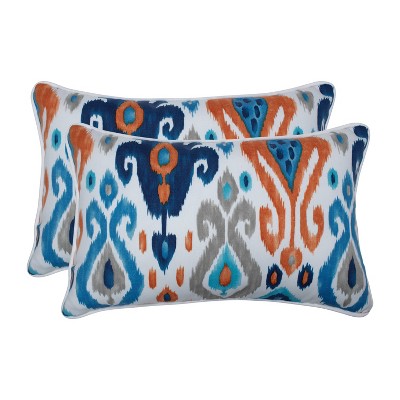 2pk Paso Rectangular Outdoor Throw Pillow Azure - Pillow Perfect