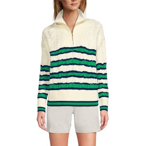 Lands' End Women's Drifter Cotton Quarter Zip Pullover Sweater - 1 of 3