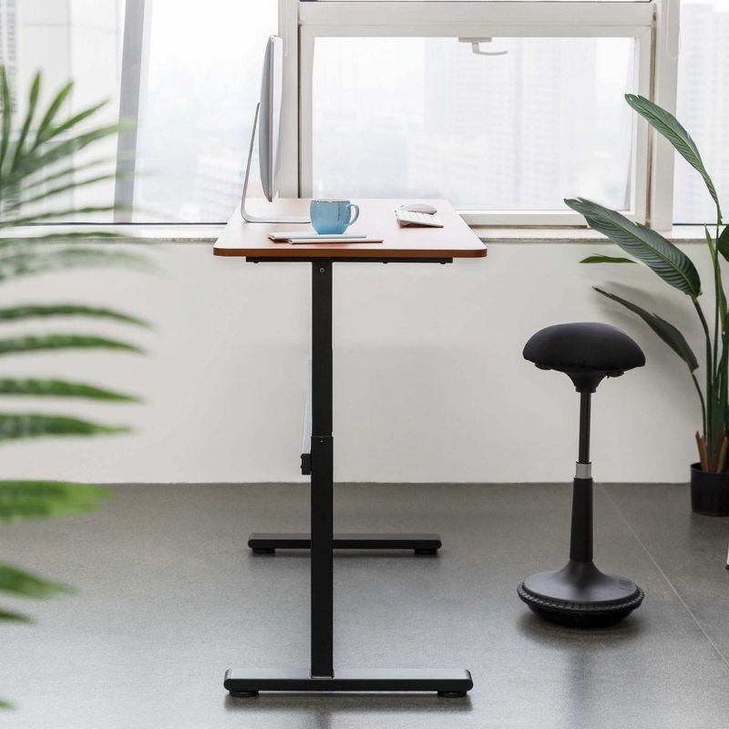 Tranzendesk Standing Desk – 55" Manual Height Adjustable Workstation – Cherry – Stand Steady, 4 of 13