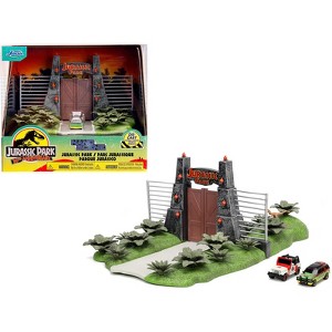 Jurassic Park Theme Park Entrance Diorama w/Jeep Wrangler & Ford Explorer "Jurassic Park" (1993) Movie Models by Jada - 1 of 4