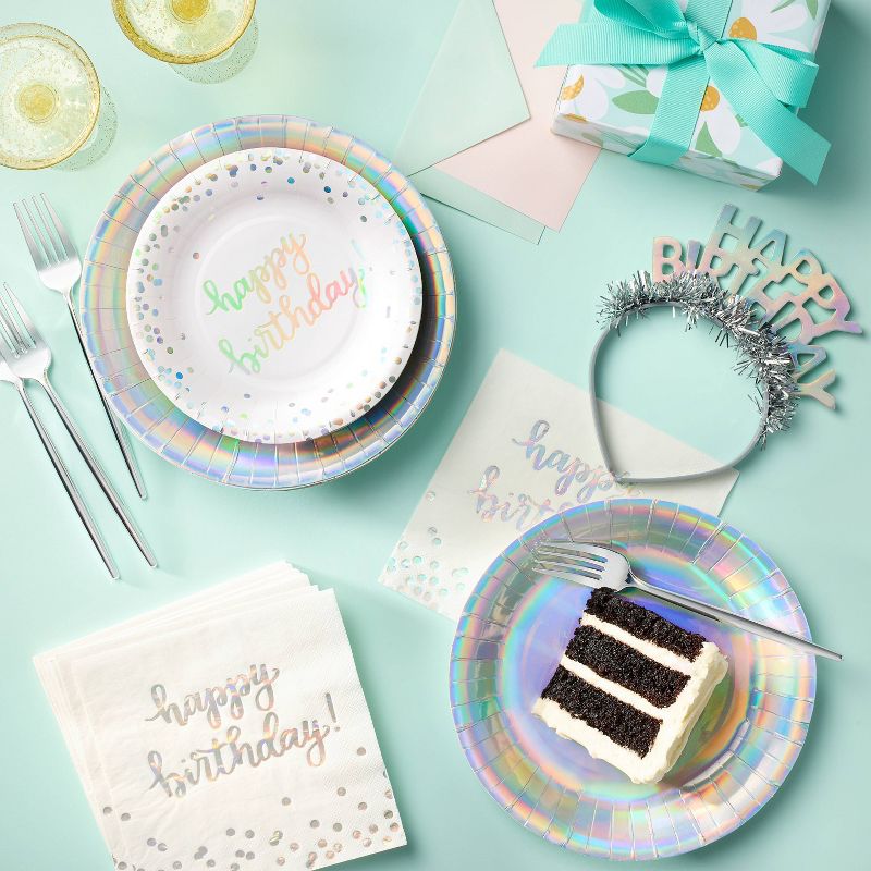 20ct Iridescent Happy Birthday Snack Plates - Spritz&#8482;, 2 of 4