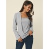 Seta T Women's Casual Fake Two-Piece Square Neck Long Sleeve Knit Blouse - 3 of 4