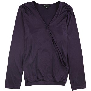 I.N.C International Concepts Womens Shiny Wrap Blouse, Purple, X-Large - 1 of 1