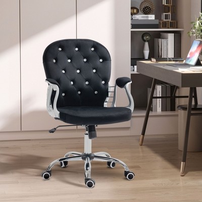 NicBex Office Chair with Height Adjustable Modern Button Tufted Computer Chair with Armrests, 5 Casters, Velvet for Office, Study, Bedroom