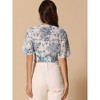 INSPIRE CHIC Women's Floral Flare Short Sleeve V Neck Summer Smocked Crop Tops - 4 of 4