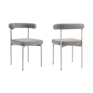 Armen Living Set of 2 Shannon Brushed Stainless Steal and Fabric Dining Chairs - 1 of 4