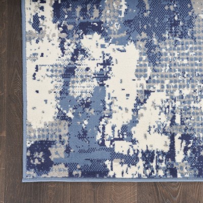 Blue Abstract 8' x 10' Synthetic Easy Care Rug