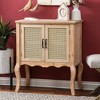 LuxenHome Natural Wood Finish and Rattan 2-Door Accent Cabinet Brown - 4 of 4