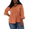 Agnes Orinda Women's Plus Size Babydoll Peplum High Low Hem V Neck 3/4 Sleeve Trendy Tops - 2 of 4