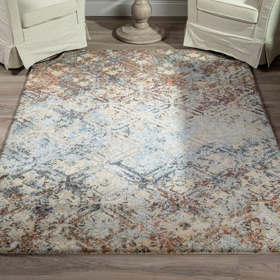 Multi-Color Synthetic High-Low Pile Rectangular Area Rug