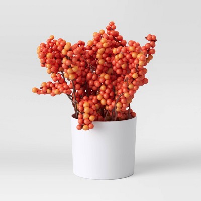 9.5" x 6.5" Artificial Orange Berry Plant Arrangement in Pot - Threshold™