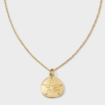 Tiny Tags 14K Gold Ion Plated Sand Dollar Pendant Necklace - Gold