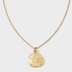 Tiny Tags 14K Gold Ion Plated Sand Dollar Pendant Necklace - Gold - 1 of 4
