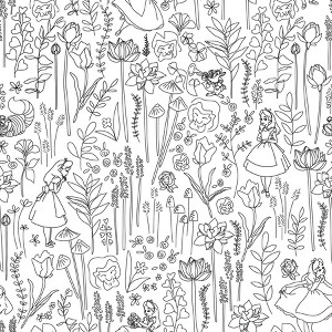 Disney Alice in Wonderland Kids' Garden Peel and Stick Wallpaper Black - 1 of 4