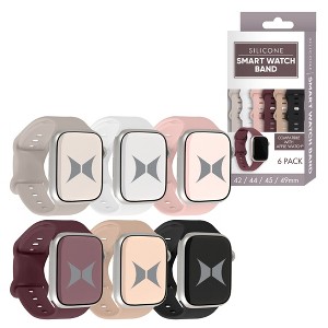 Xtreme Smart Watch Multicolored Soft Silicone Band 6 Pack – Large Size, Waterproof, New Buckle Design - 1 of 4