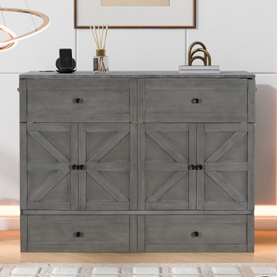 Full/Queen Size Murphy Bed with Large Drawers & USB Ports - ModernLuxe