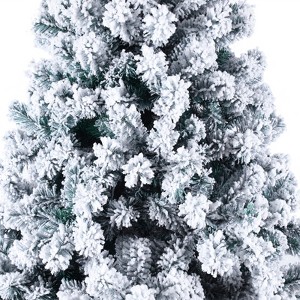 Resenkos 6ft Flocking Tied Light 1202 Branches Christmas Tree White - 1 of 4