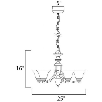 Satin Nickel 5-Light Chandelier with Marble Glass Shades