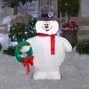 Gemmy Christmas Airblown Inflatable Frosty Holding Wreath WB, 3.5 ft Tall, White - 3 of 4
