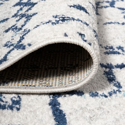 Ivory and Navy Diamond Pattern 8' x 10' Area Rug