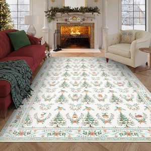 Christmas Rug Machine Washable, Ultra Soft Non Slip Stain Resistant Low Pile Area Carpet for Living Room Bedroom Dining Office - 1 of 4