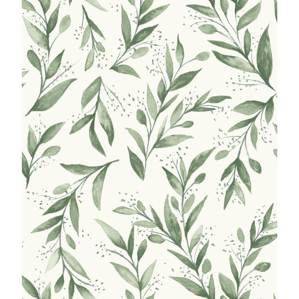 Photos - Wallpaper Roommates Olive Branch Olive Magnolia Home  Green 