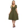 WhizMax Women's V-Neck Short Sleeve Casual A-Line Dress Green S - 2 of 4