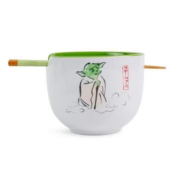 Silver Buffalo Star Wars Yoda "May The Force Be With You" Ceramic Ramen Bowl and Chopstick Set