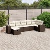 vidaXL 7 Piece Patio Sofa Set with Cushions Brown Poly Rattan - Brown and Cream without storage - 2 of 4
