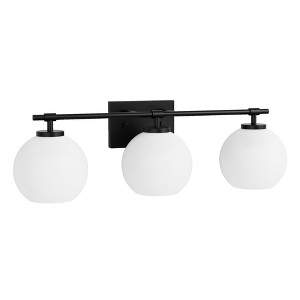DORESshop 25 in. 3-Light Black Vanity Light with Milk White Globe Glass Shades for Bathroom, Mirror, Living Room - 1 of 4